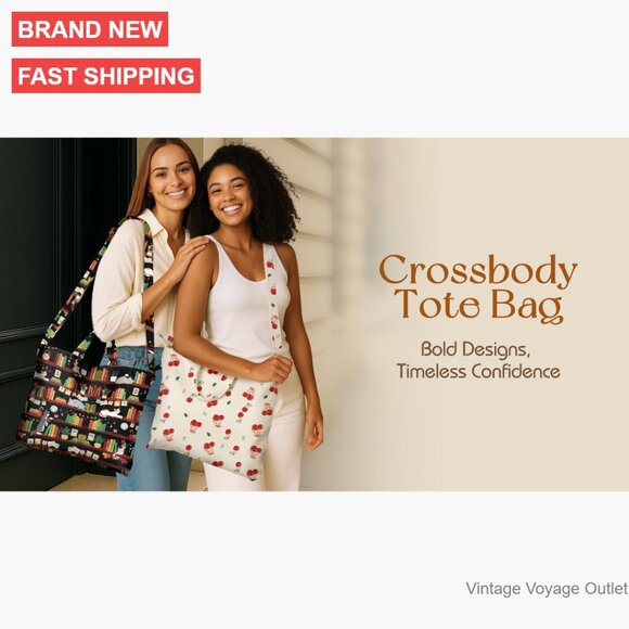 Large Canvas Crossbody Tote Bag with Zipper and Interior Pocket for Work - Picture 7 of 7